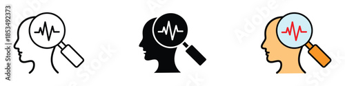 Self research icon vector. Examining mental health and brain activity symbol. vector illustration.