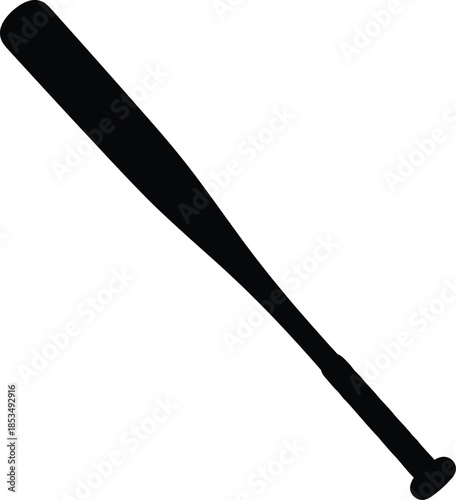 A single black wooden baseball bat isolated on a white background as a professional sports equipment object