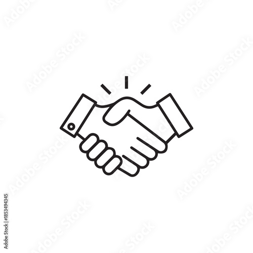 handshake line icon with editable stroke
