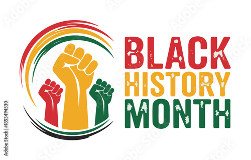 Black History Month Celebration Logo with Fist Symbols Vectot on a White Background