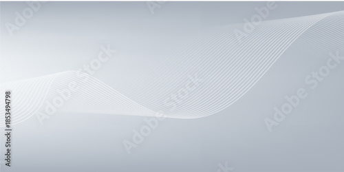 Silver light gradient background with Elegant abstract vector white waves lines. Modern simple design with blank space for text. Use for advertising, posters, flyer, cover, banner, website.
