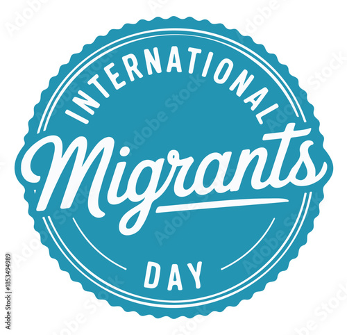 International Migrants Day Stamp Vectot on a White Background
