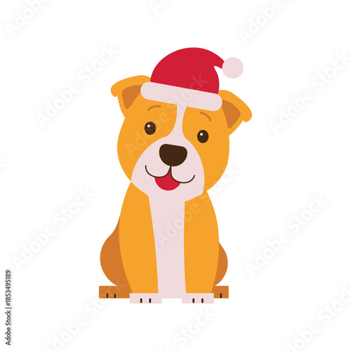 Cute Puppy Wearing Santa Hat