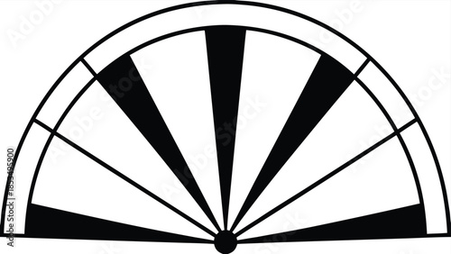 Abstract geometric design in black and white radial pattern with semicircle shape