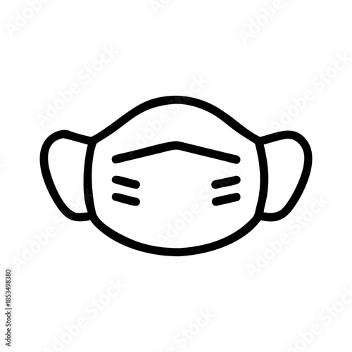 A surgical face mask icon bold outline vector illustration design