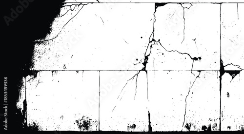 Concrete surfaces are slightly rough. Random seamless crack wall pattern
