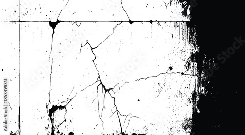 The black and white concept of a plain white plastered brick wall with cracks for backgrounds, patterns and textures for backgrounds. Concrete surfaces are slightly rough. Random seamless wall pattern