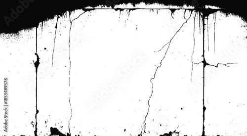 The black and white concept of a plain white plastered brick wall with cracks for backgrounds, patterns and textures for backgrounds. Concrete surfaces are slightly rough. Random seamless wall pattern