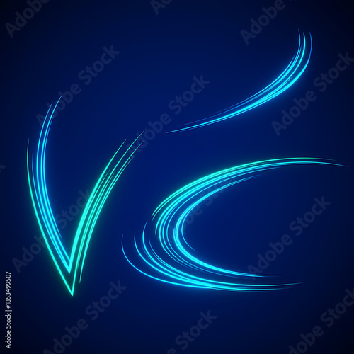 Vibrant blue and green swirling lines on dark background