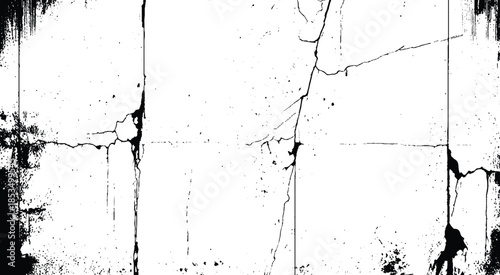 Cracks in the concrete wall isolated on white background. Vector eps10