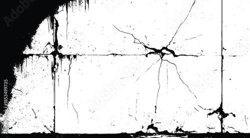 Create an abstract pattern resembling a dry, barren landscape, with prominent black cracks against a bright white background. Vector eps10