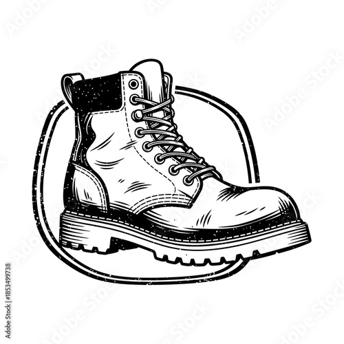 Vintage Work Boot Illustration on a White Background