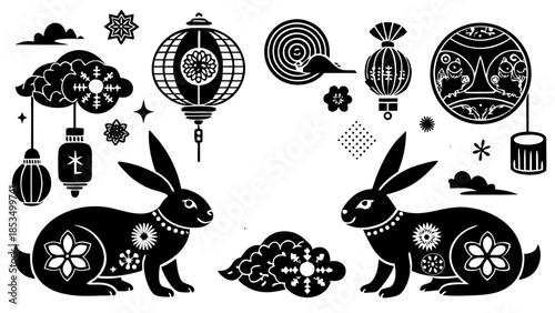 Rabbit chinese new year illustration Vector