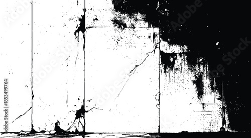 Long horizontal cracked wall. Damage surface crack and fissure in ground, concrete, crevices from disaster silhouette breaks on land surface from earthquake isolated on white background. Vector eps10