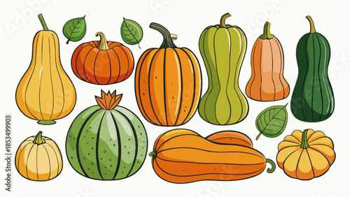 Pumpkin and gourd collection Vector
