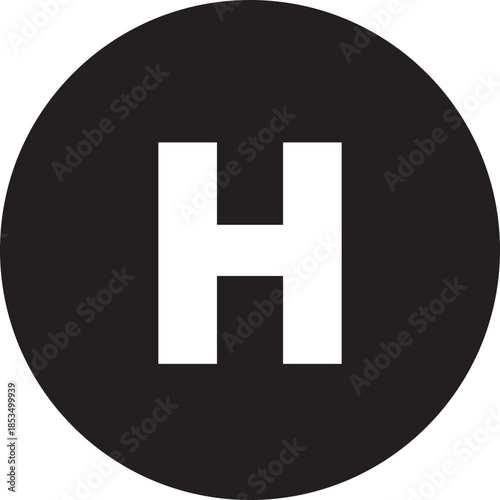 Helipad vector icon symbol, representing a helicopter landing pad, airport, emergency services, and aviation industry isolated on transparent background. Vector illustration.