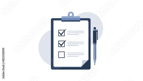 A clipboard with a checklist and a pen, representing task completion and organization.