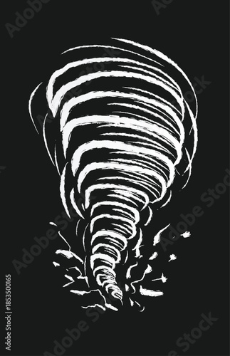 Powerful Tornado Storm Sketch in Dramatic Monochrome Style