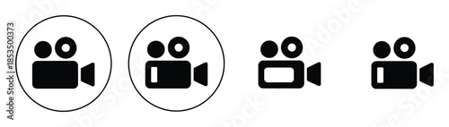 Film Camera Illustration, Video Play Icon. Camera icons for video recording and editing software. 