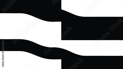 Abstract Black and White Curved Shapes Forming a Dynamic Pattern graphic