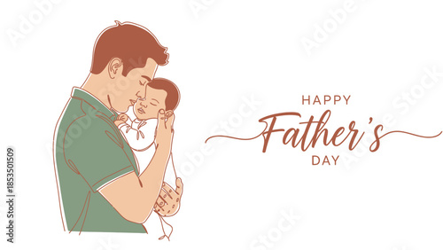 A father tenderly holds his baby, celebrating Father's Day with a warm embrace and a loving kiss.
