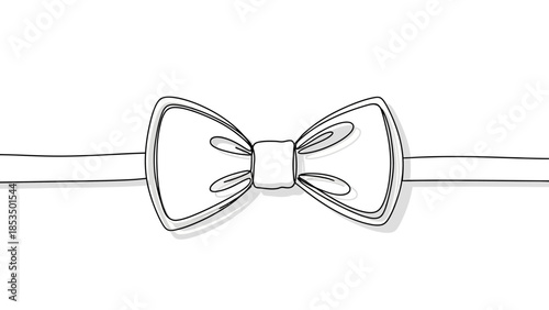 A minimalist, hand-drawn illustration of a classic bow tie on a white background.