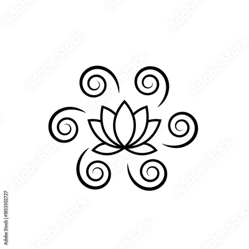 Lotus with healing hands vector illustration