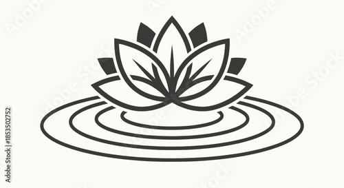 Lotus with gentle ripples vector illustration