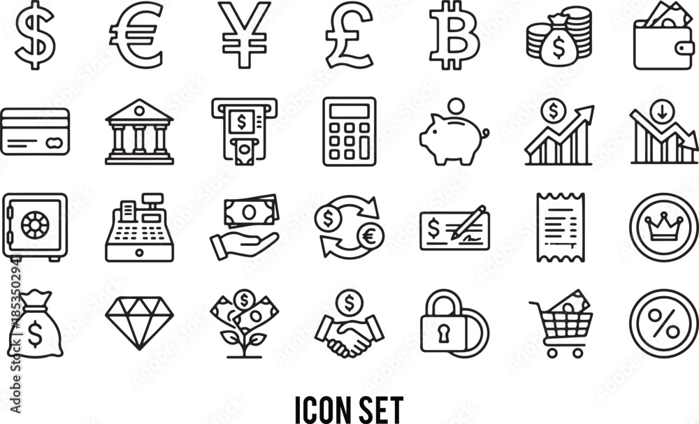 Fototapeta premium Money icon set. Dollar and Euro symbol. Vector illustration.