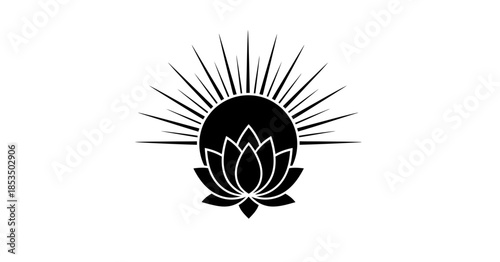 Lotus sunrise rays vector illustration