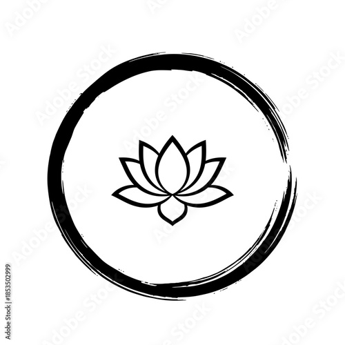 Lotus and zen circle enso vector illustration
