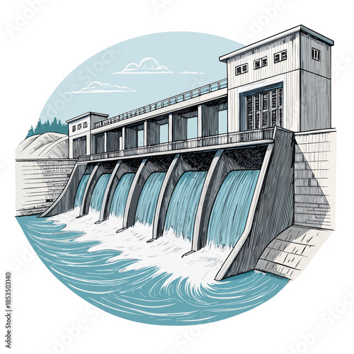 Stunning Hydropower Dam With Flowing Water High-Quality Stock Image