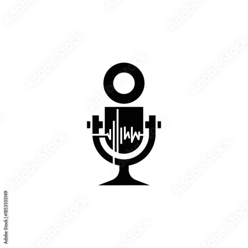 Audio wave graphic within a microphone icon representing sound and recording technology