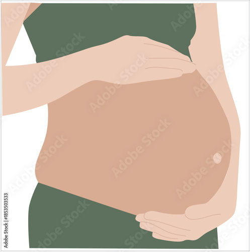 woman holding her pregnant belly