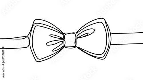 Minimalist line art illustration of a classic bow tie, symbolizing formality and elegance