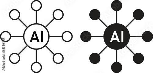 Artificial Intelligence Network Icon Outline and Solid Vector Design