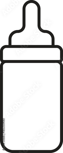 Baby Bottle Outline Icon Minimal Infant Feeding Vector Illustration