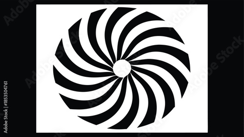 Black and White Swirling Spiral Pattern on White Background abstract circle