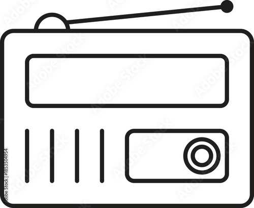 Retro Radio Line Art Vector for Audio and Communication Design