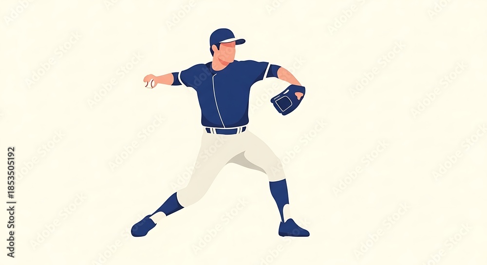 Naklejka premium Baseball Player Throwing Ball Illustration.
