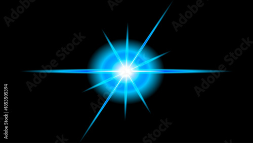 Star glow rays of blue light on transparent background.Overlay template light star png.
