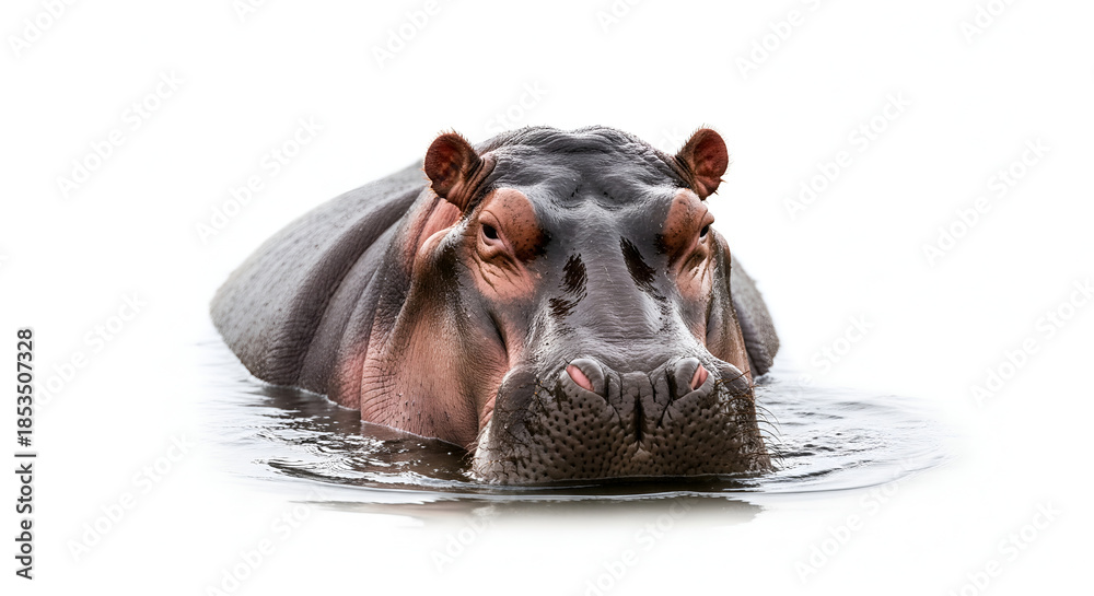 Fototapeta premium hippopotamus in water isolated