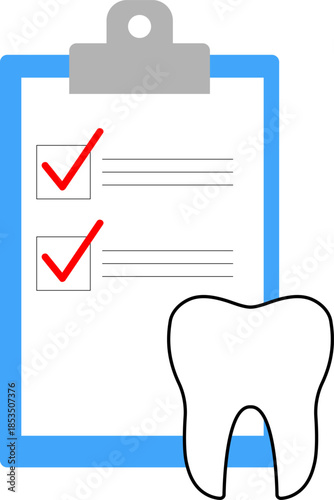 Molar Tooth With Checklist Dental Consultation Medical Vector Illustration For Dentist Designs