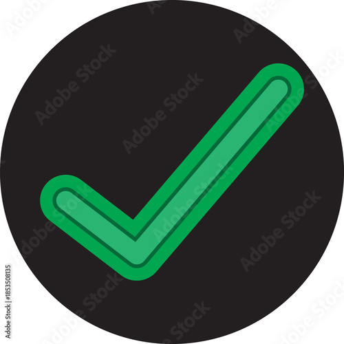 Collection of green checkmarks in circles.  choice, and approval is showcased by two contrasting symbols