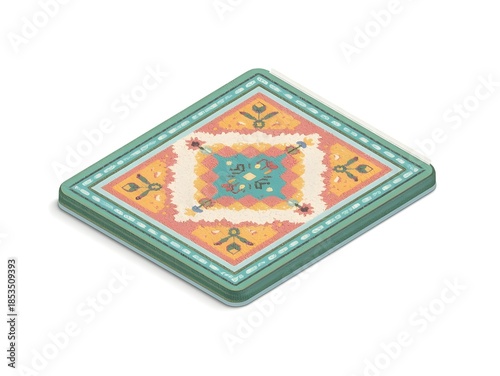 carpet 3d rendering isolated on white background cartoon plastic style icon