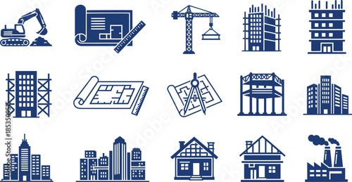 Construction and architecture building icons for real estate development