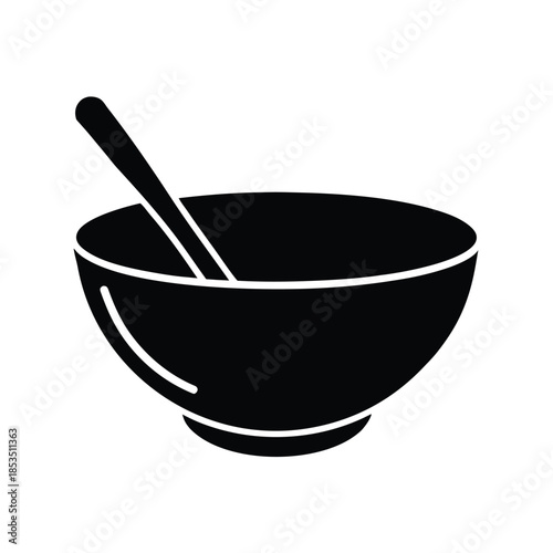 Bowl With Spoon Icon Vector Illustration