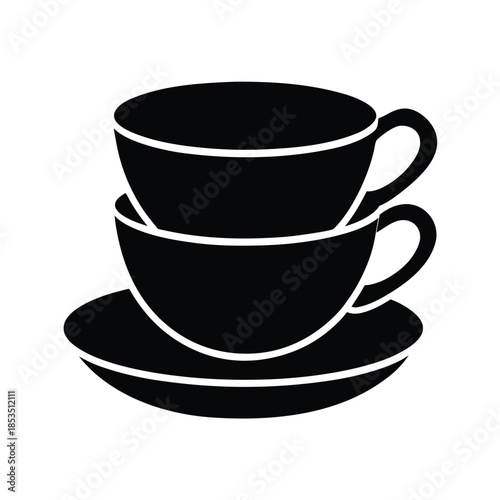 Stacked Teacups Icon Vector Illustration