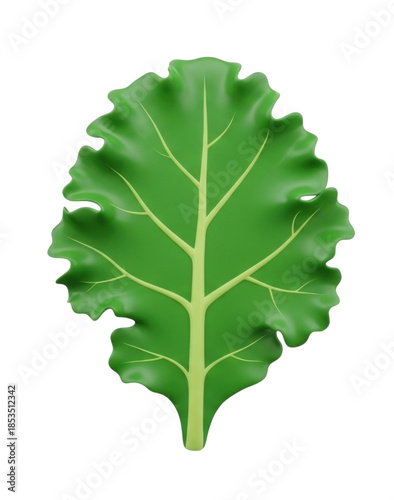 3d cartoon green leaf transparent background cutout png