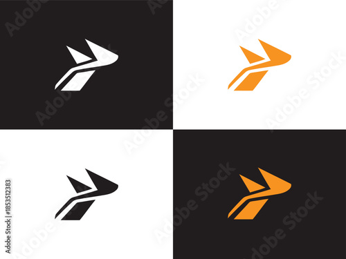 Letter p logo design with multiple color variations and backgrounds